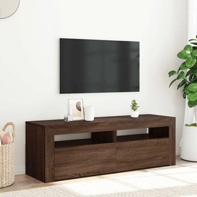 815686 vidaXL ТВ шкаф с LED осветление, кафяв дъб, 120x35x40 см
