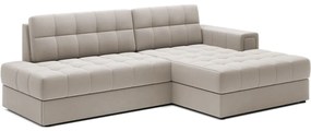 Бежов кадифен разтегателен ъглов диван (десен ъгъл) Blezalt – ELTAP