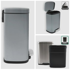 Стоманено кошче за боклук с педал в матово сребрист цвят 5 l Akira – Spirella