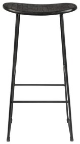 Черен бар стол от масивно тиково дърво (височина на седалката 76 cm) Tangle – White Label
