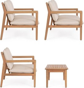 Градински комплект за отдих от масивна акация в естествен цвят за 4 Danubio – Bizzotto
