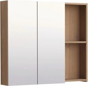 Горен шкаф за баня с огледало ICMC 8014-70, Inter Ceramic, PVC, дървесен цвят, 80x14x70см