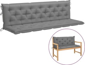 Възглавница за градинска пейка сива 200x(50+50)x7 см оксфорд