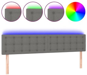 3122053 vidaXL LED горна табла за легло, тъмносива, 160x5x78/88 см, плат