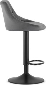 Елегантен бар стол от велур с табуретка за крака Сив