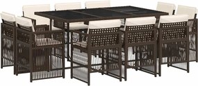 3211029 vidaXL Градински комплект с възглавници 11 части кафяв полиратан