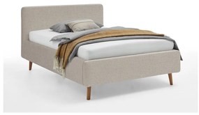 Бежово двойно легло 140x200 cm тапицирано с място за съхранение с включена подматрачна рамка Mattis – Meise Möbel