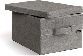 Сива текстилна кутия за съхранение с капак 27x36x19 cm Soft Storage Small – Bigso