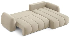 Светлокафяв разтегателен ъглов диван с място за съхранение от букле (десен ъгъл) Pele – Makamii