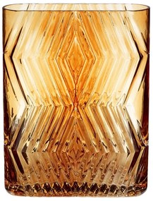 Ваза от оранжево стъкло в стил деко, височина 18 cm - Hübsch