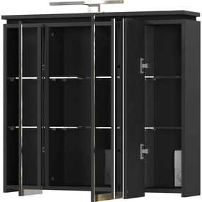 Антрацитен шкаф за баня с огледало и осветление 76x74 cm Modesto - Germania