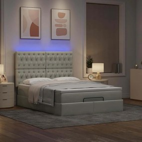3314396 vidaXL Османска легло с матраци и LED, светлосиво, 140x200 см, кадифе