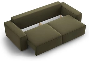 Зелен кадифен сгъваем/с място за съхранение диван 247 cm Jodie – Micadoni