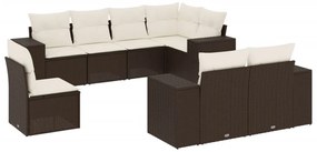 3255180 vidaXL Градински комплект с възглавници, 8 части, кафяв, полиратан