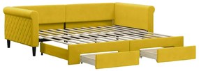3197831 vidaXL Канапе с изтеглящо легло и чекмеджета жълто 100x200 см кадифе