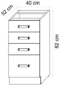 Подов шкаф Ellore 40D 4S-White