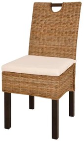 243639 vidaXL Трапезни столове, 2 броя, кубу ратан, мангова дървесина