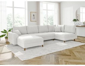 Кремав ъглов диван от плат букле (ляв ъгъл/"U" форма) Ariella – Ropez