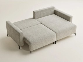 Бежов шенилов сгъваем/с място за съхранение ъглов диван (десен ъгъл) Leon – Maison de Rêve