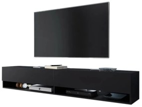 Comodă TV MENDES A 180, 180x30x32, negru/grafit, cu iluminare LED