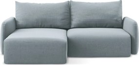 Син кадифен сгъваем/с място за съхранение ъглов диван (ляв ъгъл) Kalena – Makamii