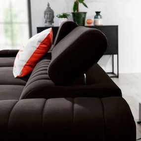 Тъмнокафяв кадифен разтегателен ъглов диван с място за съхранение (ляв ъгъл) Grayson – ELTAP