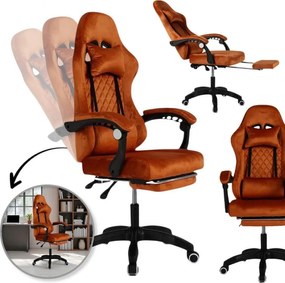 Офис стол с масаж - кафяво кадифе