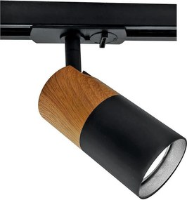 Спот за релсов монтаж WOODY, черен, 1хGU10