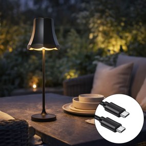 Ретро настолна лампа черна акумулаторна IP44 - Granny