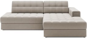 Бежов кадифен сгъваем ъглов диван (десен ъгъл) Blezalt – ELTAP