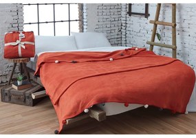 Покривало за легло от флийс в тухлен цвят 150x200 cm Pom Pom – Mijolnir