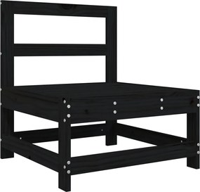 825482 vidaXL Градински среден диван, черен, бор масив