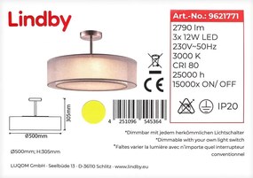 Lindby - LED Димируем пендел PIKKA 3xLED/12W/230V