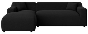 Черен ъглов диван от рипсено кадифе (ляв ъгъл) Martin – Ropez