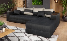 Разтегателен ъглов диван с подлакътник етажерка Мелвин