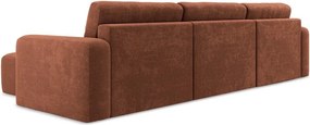 Теракотен шенилов сгъваем/с място за съхранение ъглов диван (U форма) Kona – Makamii