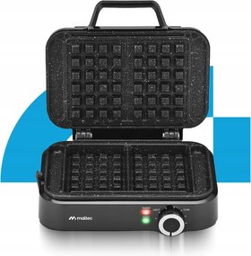 Вафелник MalTec 1200 W – за 2 големи вафли, регулируема температура, мраморна незалепваща повърхност