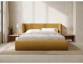 Двойно легло 180x200 cm тапицирано с място за съхранение с включена подматрачна рамка в цвят горчица Jason – Windsor &amp; Co Sofas