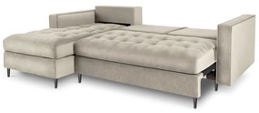Бежов кадифен ъглов диван, ляв ъгъл Santo - Milo Casa
