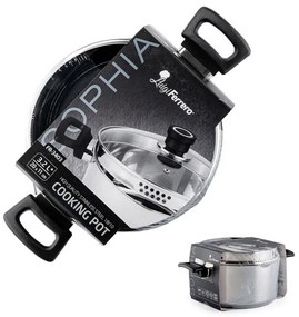 Тенджера Luigi Ferrero Sophia FR-3403, 20x11 см, 3.2 л, Стомана 18/10, Стъклен капак, Индукция, Инокс