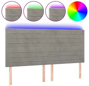 3122630 vidaXL LED горна табла за легло, светлосива, 200x5x118/128 см, кадифе