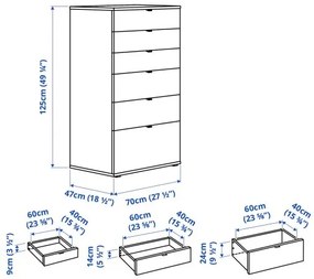 VIHALS скрин с 6 чекмеджета, с функция за закрепване/отключване 304.832.47