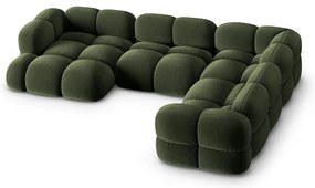 Зелен кадифен ъглов диван (десен ъгъл/U форма) Loretto – Cosmopolitan Design