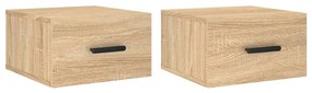 829843 vidaXL Нощни шкафчета за стенен монтаж, 2 бр, сонома дъб, 35x35x20 см