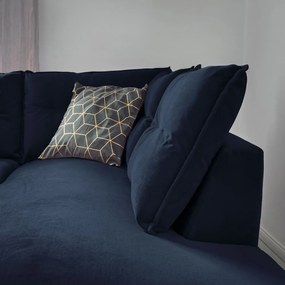 Тъмносиньо кадифено ъглово канапе L, десен ъгъл Stylish Stan - Miuform