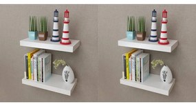 275996 vidaXL Стенни рафтове, 4 бр, бели, 40 см