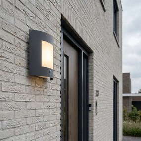 Външна стенна лампа антрацит IP44 Сензор за здрач - Emmerald