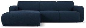 Тъмносин ъглов диван от плат букле (ляв ъгъл) Molino - Micadoni Home