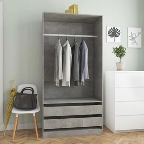 800607 vidaXL Гардероб, бетонно сиво, 100x50x200 см, ПДЧ