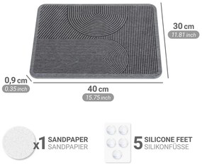 Сива тавичка за оттичане за съдовете от диатомична глина 40x30 cm Damon – Wenko